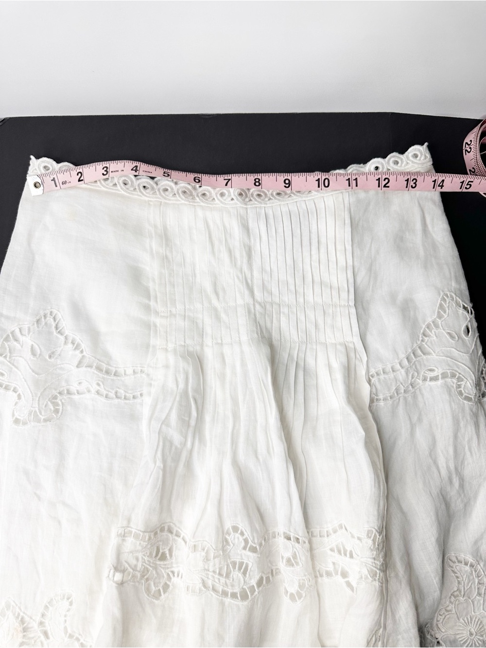 Isabel Marant White Embroidered Cutwork Lace Pintuck Mini Skirt Size 36 - Picture 6 of 7